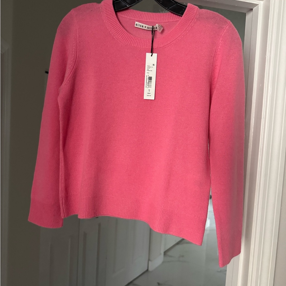 Alice + Olivia Vibrant Pink Crew Neck Sweater
